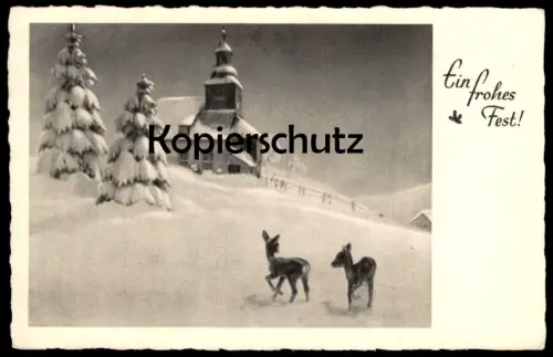 ALTE POSTKARTE EIN FROHES FEST WEIHNACHTEN REHE REH HIRSCH cerf élaphe chevreuil cervo deer cpa postcard Ansichtskarte