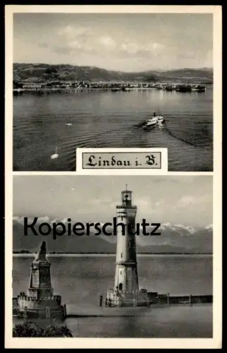 ÄLTERE POSTKARTE LINDAU BREISGAU IM BODENSEE Schiff Dampfer Leuchtturm Phare an Fundbüro Bahnhof Wuppertal-Mirke