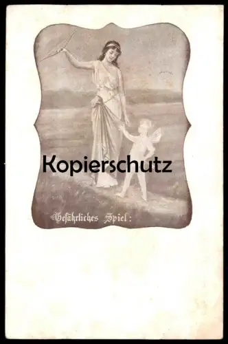 ALTE POSTKARTE GEFÄHRLICHES SPIEL L´AMOUR CUPID AMOR ANGE ENGEL ANGEL AMOUR cpa postcard AK Ansichtskarte