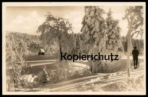 ALTE POSTKARTE OST-ERZGEBIRGE WINTERPRACHT WINTER SCHNEE SKI Foto Gassmann Altenberg Skisport alpine skiing postcard cpa