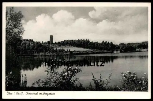 ÄLTERE POSTKARTE GELSENKIRCHEN BUER WESTFALEN EHRENMAL MIT BERGERSEE BERGE cpa postcard AK Ansichtskarte