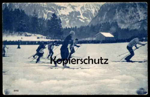 ALTE POSTKARTE SKIRENNEN SKILANGLAUF Langlauf Racing Meisterschaft faire du ski Stempel Aarau Aargau cpa Ansichtskarte
