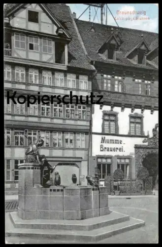 ALTE POSTKARTE BRAUNSCHWEIG EULENSPIEGELBRUNNEN MUMME-BRAUEREI brewery brasserie Eule Owl Hibou cpa
