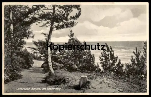 ÄLTERE POSTKARTE OSTSEEBAD BANSIN AM LANGENBERG Heringsdorf Usedom Uznam Ostsee Baltic Sea Grenzstein landmark borne