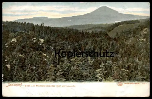 ALTE POSTKARTE JONSDORF BLICK VON DEN MÜHLSTEINBRÜCHEN NACH DER LAUSCHE Zittau Sachsen Steinbruch Mühlsteinbruch AK cpa