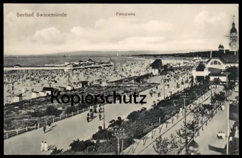 ALTE POSTKARTE SEEBAD SWINEMÜNDE PANORAMA Swinoujscie Usedom Uznam Wollin Wolin Kaseburg Karsibór Pommern Polska