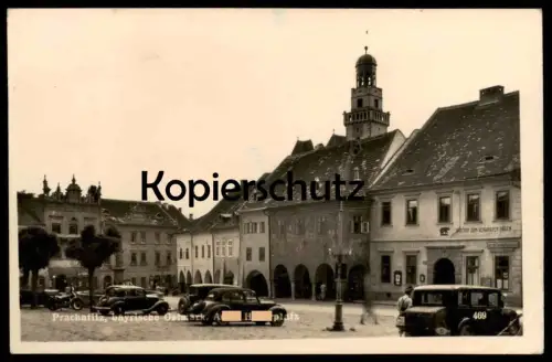 ALTE POSTKARTE PRACHATITZ OSTMARK 1943 A.H.PLATZ GASTHOF ZUM SCHWARZEN BÄREN DEUTSCHE GEWERBE HANDELSKAMMER PRACHATICE