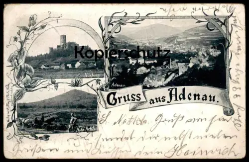 ALTE POSTKARTE GRUSS AUS ADENAU NÜRBURG HOHE ACHT TOTALANSICHT Total Panorama Gesamtansicht Eifel postcard Ansichtskarte
