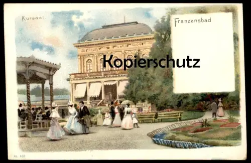 ALTE LITHO POSTKARTE FRANZENSBAD KURSAAL Hut Hat Chapeau Frantiskovy Lazne Ceska Czech Republic postcard Ansichtskarte