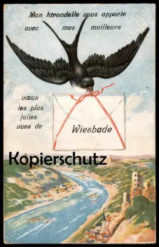 ALTE POSTKARTE VUES DE WIESBADE AVEC MES MEILLEURS WIESBADEN Systemkarte Leporello carte à systeme cpa postcard AK