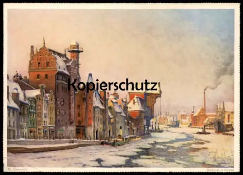 ALTE POSTKARTE DANZIG KRAHNTOR TH. URINOWSKY WINTER EIS HIVER Neige Snow Schnee Gdansk Polska Poland Eduscho Kaffee cpa
