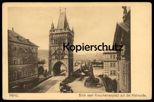 ALTE POSTKARTE PRAG BLICK VOM KREUZHERRENPLATZ AUF DIE KLEINSEITE Praha Prague Ceska Czech Republic Tschechien postcard