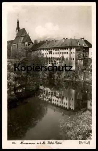 ALTE POSTKARTE KRUMMAU MOLDAU HOTEL ROSE FOTO WOLF CESKY KRUMLOV VLTAVA FELDPOST 1943 Ceska Czech Republic Tschechien
