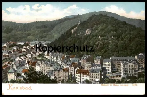 ALTE POSTKARTE KARLSBAD PANORAMA Total Karlovy Vary Ceska Republika Tschechien Verlag Mehner & Maas cpa postcard AK