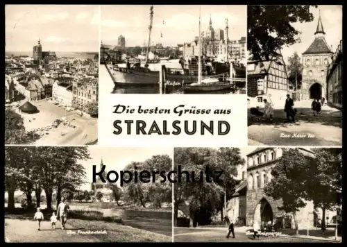 ÄLTERE POSTKARTE DIE BESTEN GRÜSSE AUS STRALSUND HAFEN KÜTERTOR KNIEPERTOR Kinderwagen cpa postcard AK Ansichtskarte