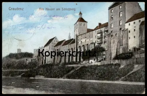 ALTE POSTKARTE GRAUDENZ ALTE HÄUSER AM SCHLOSSBERG 1915 Feldpost Grudziadz Polska Poland Polen Pommern AK cpa postcard