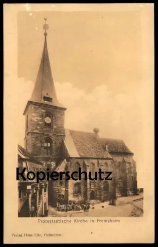 ALTE POSTKARTE FREINSHEIM PROTESTANTISCHE KIRCHE Kinder children enfants church église Ansichtskarte AK postcard cpa