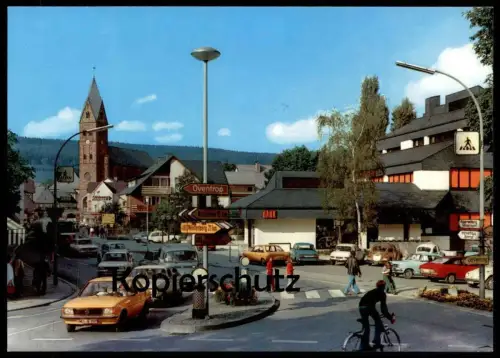 ÄLTERE POSTKARTE OLSBERG BAHNHOFSTRASSE SAUERLAND OPEL VOLKSWAGEN FAHRRAD Schild Öventrop Meschede Auto Autos Car Cars