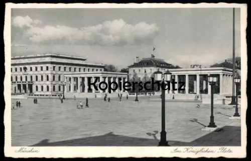 ALTE POSTKARTE MÜNCHEN AM KÖNIGLICHEN PLATZ EHRENTEMPEL BEFLAGGUNG 40ER JAHRE postcard cpa Ansichtskarte AK Architecture