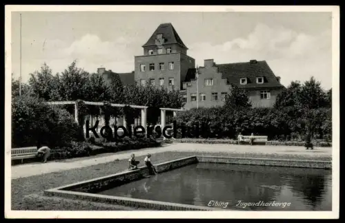 ALTE POSTKARTE ELBING JUGENDHERBERGE 1940 Elblag Feldpost Flagge Polska Poland Polen Youth hostel auberge de jeunesse AK