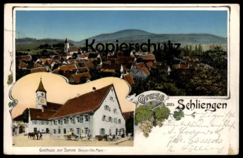 ALTE POSTKARTE GRUSS AUS SCHLIENGEN GASTHAUS ZUR SONNE BESITZER OTTO MAIER Kreis Lörrach cpa postcard AK Ansichtskarte