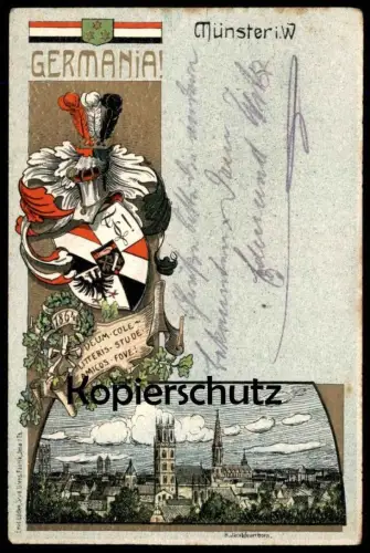 ALTE POSTKARTE MÜNSTER KStV GERMANIA DEUM LITTERIS Studentika Studentica Societe d'etudiant Student Society Couleurkarte
