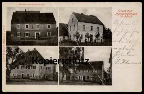 ALTE POSTKARTE GRUSS AUS HAMMERGEMÜND PFALZ GASTHAUS ZUM GOLDENEN LÖWEN Hammergmünd Grafenwöhr