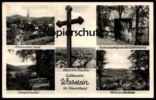 ÄLTERE POSTKARTE LUFTKURORT WARSTEIN SAUERLAND BLICK VOM PIUSBERG LANGENBACHTAL HEILSTÄTTE Ansichtskarte cpa postcard