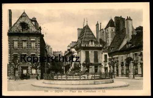 ALTE POSTKARTE DIJON PLACE DES CORELIERS MONUMENT PIRON 1927 Denkmal au vieux chene cpa postcard AK Ansichtskarte