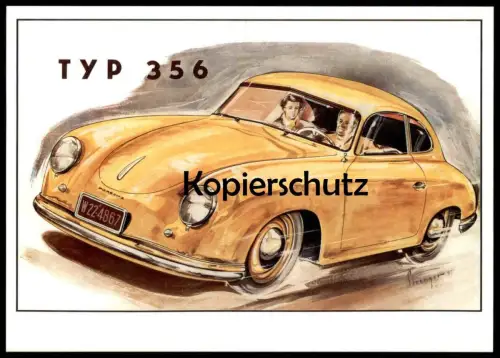 ÄLTERE POSTKARTE PORSCHE TYP 356 P.A.R.C ARCHIV-EDITION SIGN. STRENGER '57 Auto Car cpa postcard AK Ansichtskarte