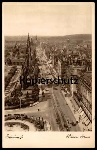 ALTE POSTKARTE EDINBURGH PRINCES STREET VIEWED FROM SCOTT MONUMENT Bird View Scotland Tram Tramway Straßenbahn postcard