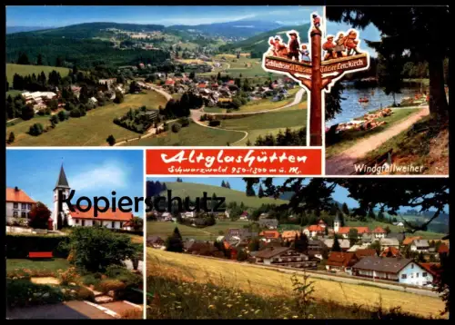 POSTKARTE ALTGLASHÜTTEN WINDGFÄLLWEIHER SCHWARZWALD Wegweiser Lenzkirch St. Blasien black forest Ansichtskarte cpa AK