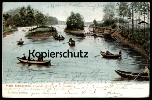 ALTE POSTKARTE BENSBERG HAUS STEINBRECHE EHEM. RITTERGUT Boote Boot boat Bergisch Gladbach Ansichtskarte postcard cpa AK