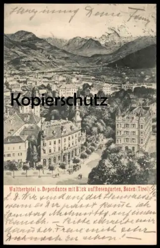 ALTE POSTKARTE WALTHER HOTEL & DEPENDANCE BOZEN TIROL Walther von der Vogelweide Bolzano Alto Adige Val Gardena Dolomiti