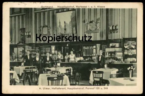 ALTE POSTKARTE DORTMUND HAUPTBAHNHOF WARTESAAL I. UND II. KLASSE Bahnhof Station Gare Kaffee Eis Ansichtskarte cpa
