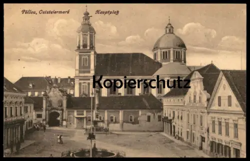 ALTE POSTKARTE PÖLLAU OSTSTEIERMARK HAUPTPLATZ Steiermark Österreich postcard AK Ansichtskarte