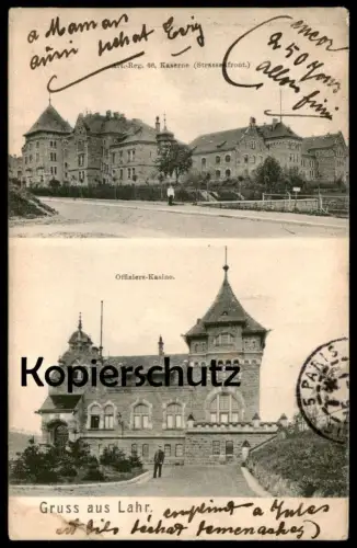 ALTE POSTKARTE GRUSS AUS LAHR ART.-REG. 66 KASERNE STRASSENFRONT OFFIZIERS-KASINO Caserne Casern cpa postcard AK