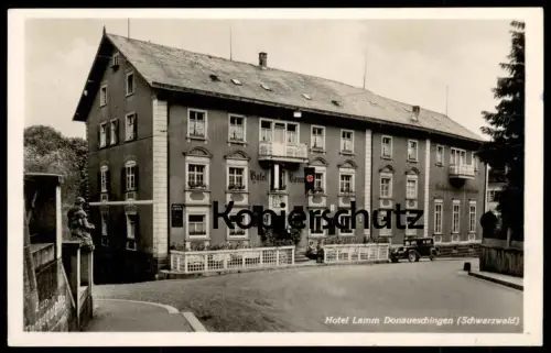 ALTE POSTKARTE HOTEL LAMM DONAUESCHINGEN BEFLAGGUNG FLAGGE cpa postcard AK Ansichtskarte