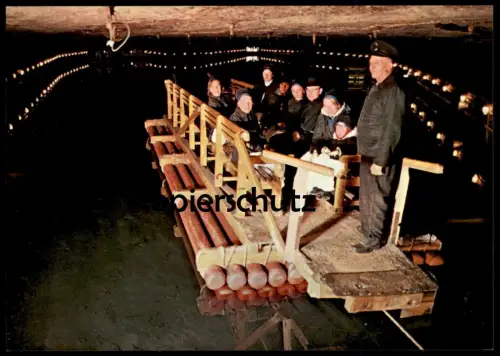 POSTKARTE SALZSEE IM SALZBERGWERK BERCHTESGADEN Fähre Bergwerk salt mine exploitation Bergbau mining Floß raft radeau AK