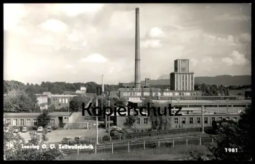 ALTE POSTKARTE LENZING OBERÖSTERREICH ZELLWOLLEFABRIK Fabrik fabrique factory Eisenbahn railroad VW Käfer Austria cpa AK