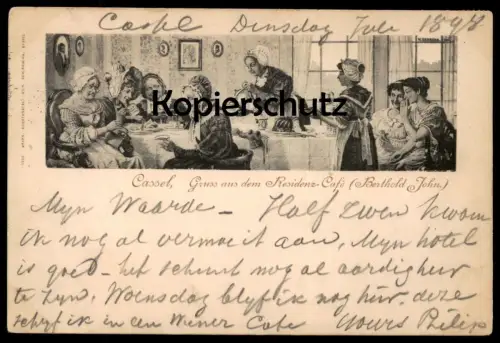 ALTE POSTKARTE CASSEL GRUSS AUS DEM RESIDENZ-CAFÉ BERTHOLD JOHN Kassel Künstler W. Behrens Kuchen cake gateau postcard