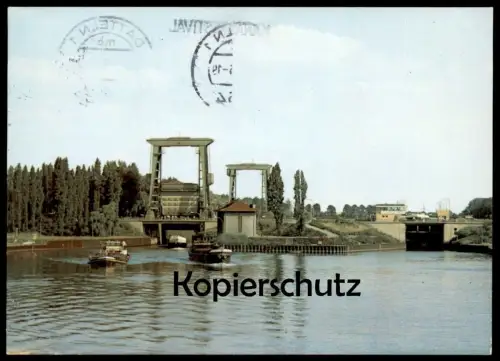 ÄLTERE POSTKARTE DATTELN SCHLEUSE AM HAFEN FRACHTSCHIFF STEMPEL KANALFESTIVAL 1975 cargo ship sluice écluse cpa postcard