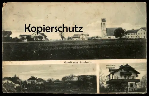 ALTE POSTKARTE GRUSS AUS SURHEIM WALLNERS BÄCKEREI Saaldorf-Surheim bei Freilassing Bakery Boulangerie Bäcker postcard