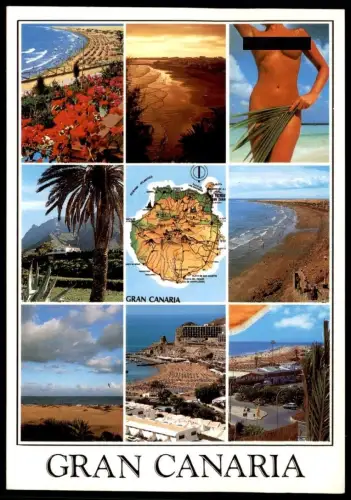 POSTKARTE GRAN CANARIA Islas Canarias femme seins nus nude woman nudity nackt topless breasts cpa postcard Ansichtskarte