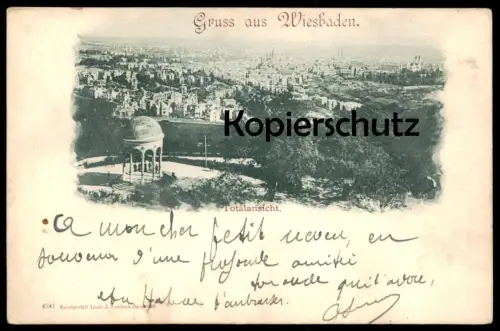 ALTE POSTKARTE GRUSS AUS WIESBADEN TOTALANSICHT PANORAMA NEROBERG AK Ansichtskarte cpa postcard