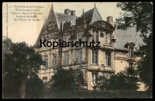 ALTE POSTKARTE PLESSIER-DE-ROYE DE LASSIGNY OISE CHATEAU PIGNON ET TOURELLE ANCIENNE RÉSIDENCE castle cpa Feldpost 1914