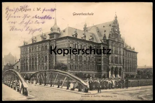 ALTE POSTKARTE HAGEN IN WESTFALEN GEWERBESCHULE 1902 Schule school école cpa postcard AK Ansichtskarte