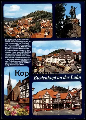 POSTKARTE BIEDENKOPF LAHN INFORMATIONEN Information storycard Ford Escort VW Polo Auto car cars postcard Ansichtskarte