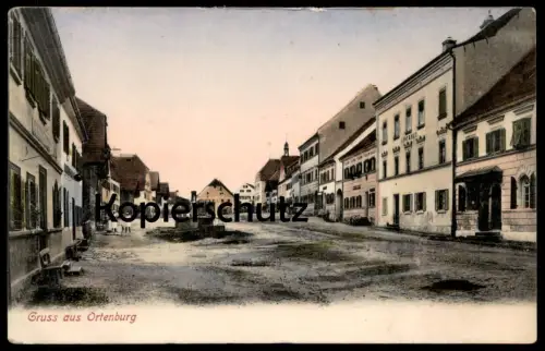 ALTE POSTKARTE GRUSS AUS ORTENBURG MARKT BRUNNEN APOTHEKE BÄCKER postcard cpa AK Ansichtskarte