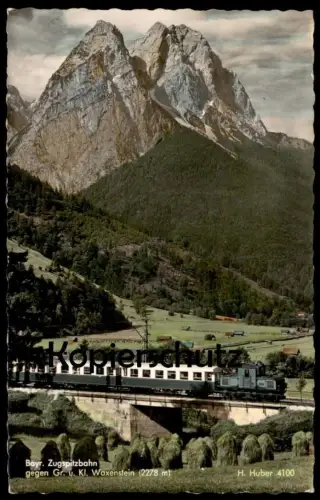 ÄLTERE POSTKARTE BAYRISCHE ZUGSPITZBAHN GEGEN WAXENSTEIN Krokodil-Lokomotive locomotive Eisenbahn Railway chemin de fer